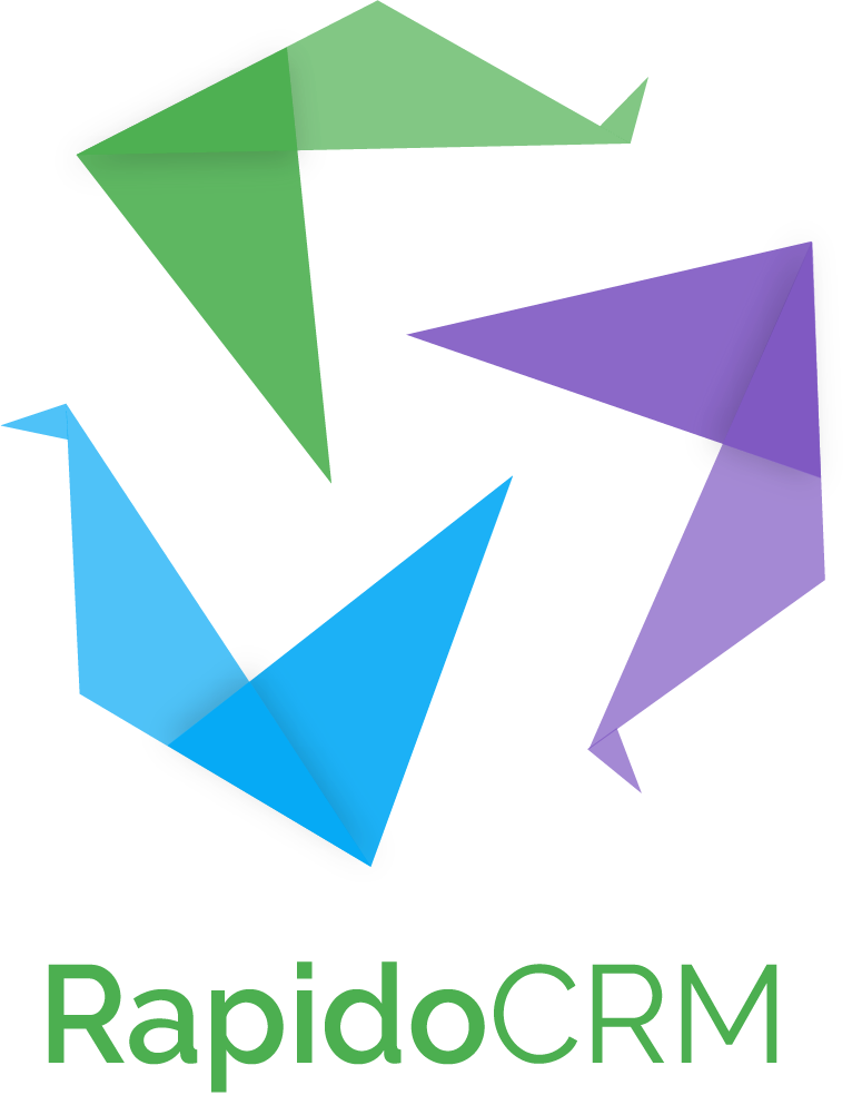 Logo de RapidoCRM : un ERP stylisé en forme d'éclair, symbolisant rapidité et fiabilité dans la gestion de la relation client
