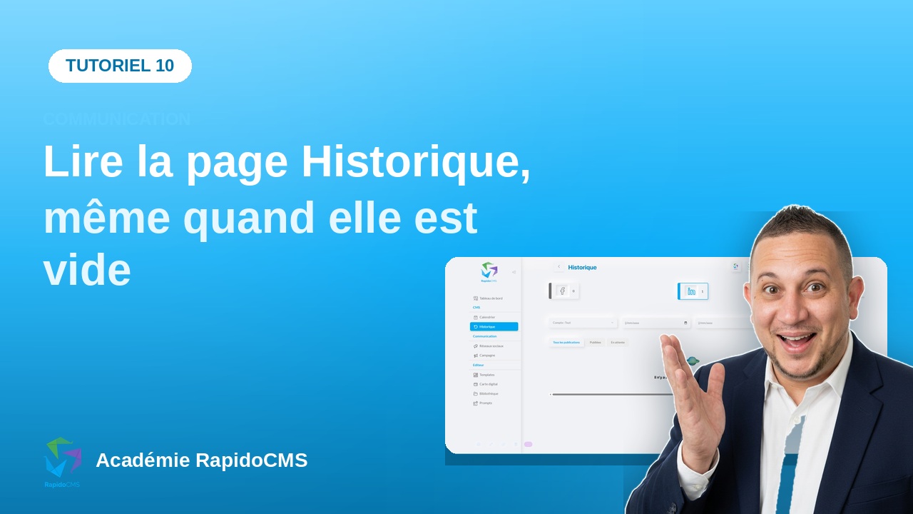 Tutoriel vidéo RapidoCMS — Lire la page Historique, même quand elle est vide : vignette de la vidéo