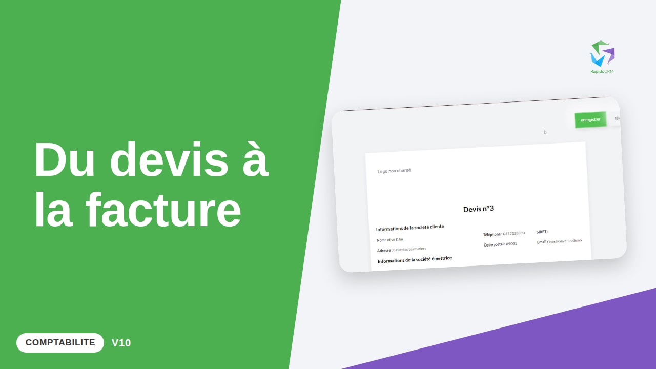 Tutoriel vidéo RapidoCRM — Transformer un devis accepté en facture : vignette de la vidéo