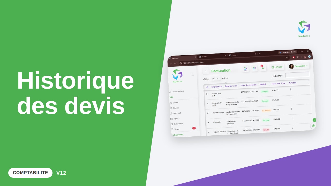 Tutoriel vidéo RapidoCRM — Retrouver un devis et le rouvrir : vignette de la vidéo