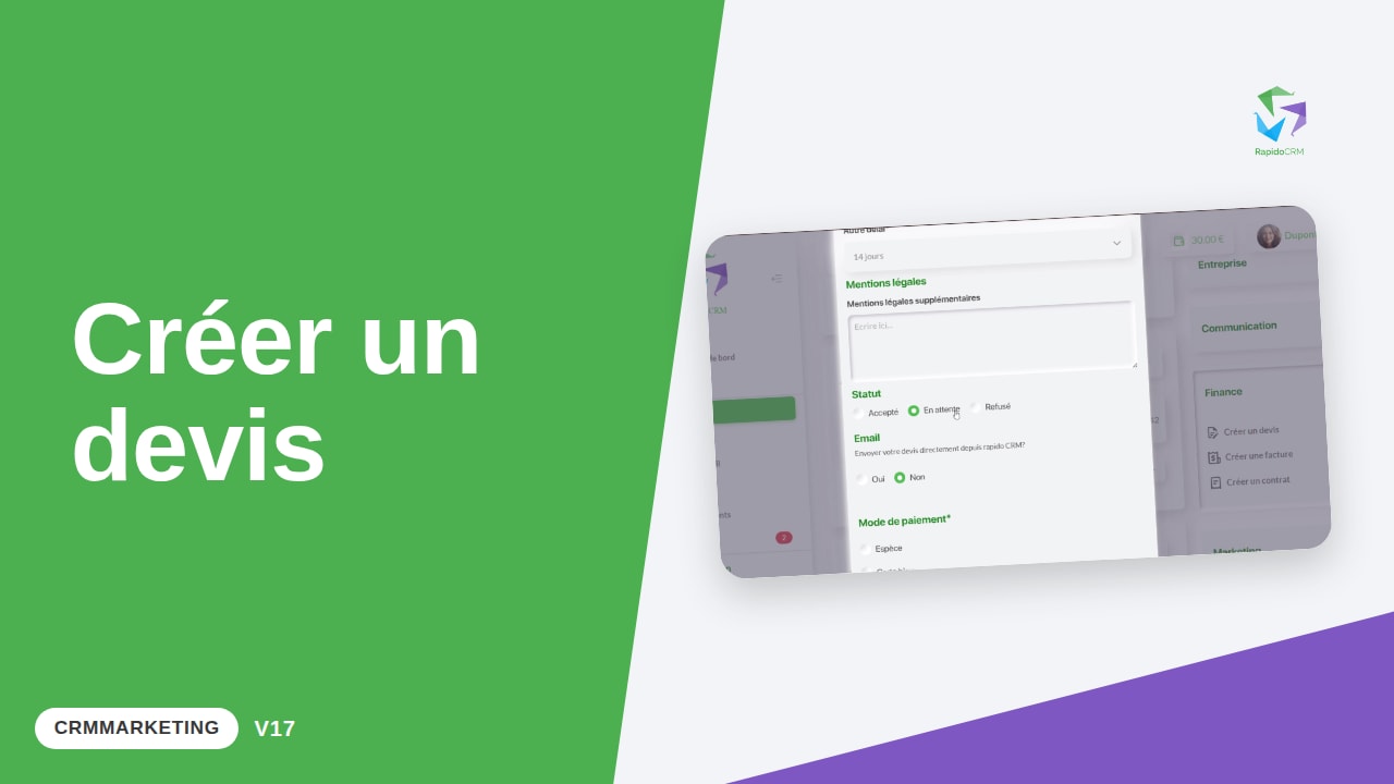Tutoriel vidéo RapidoCRM — Créer un devis : vignette de la vidéo