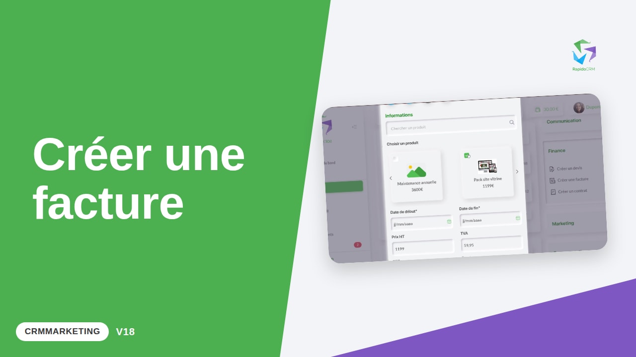 Tutoriel vidéo RapidoCRM — Créer une facture : vignette de la vidéo