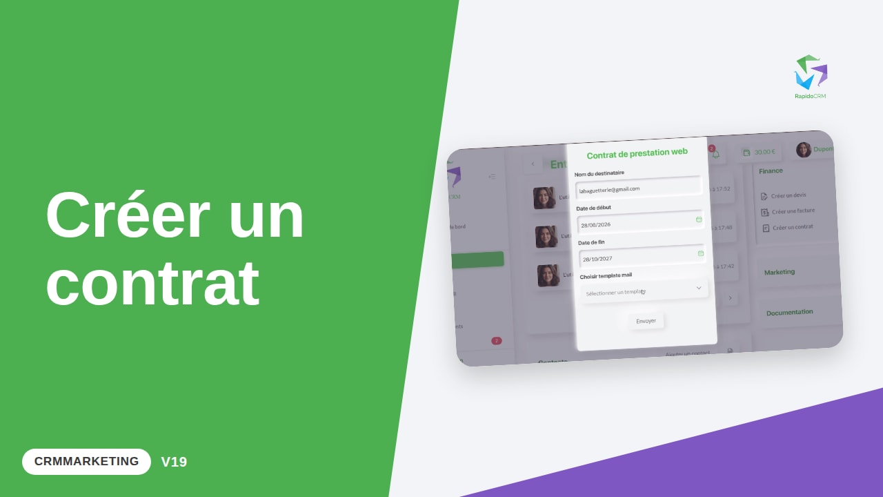 Tutoriel vidéo RapidoCRM — Créer un contrat : vignette de la vidéo