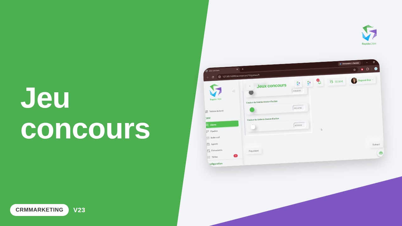 Tutoriel vidéo RapidoCRM — Créer un jeu concours : vignette de la vidéo