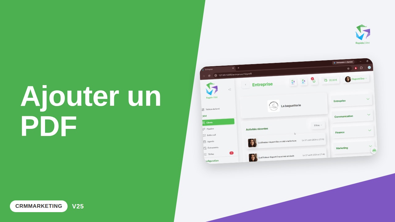 Tutoriel vidéo RapidoCRM — Ajouter un PDF : vignette de la vidéo