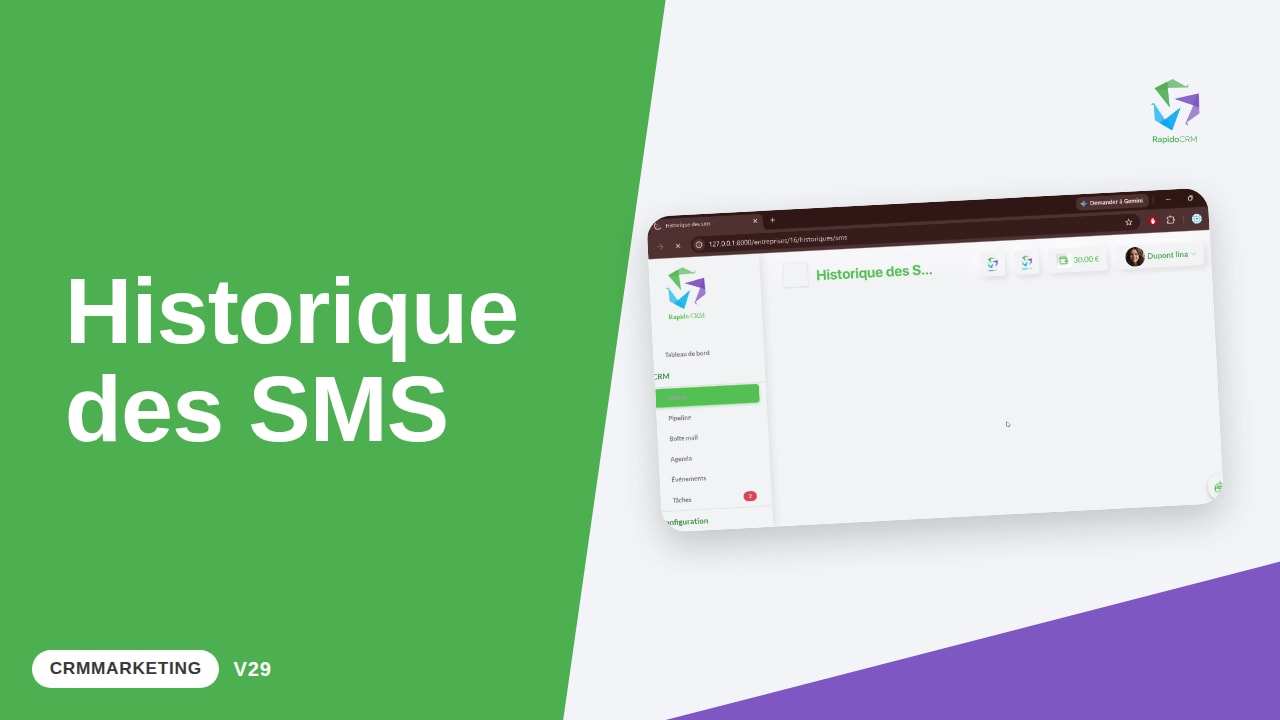 Tutoriel vidéo RapidoCRM — Historique SMS : vignette de la vidéo