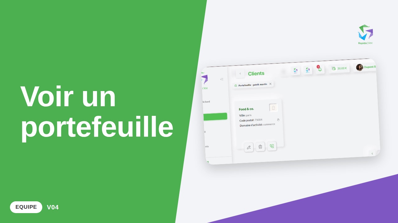 Tutoriel vidéo RapidoCRM — Consulter le portefeuille d'un commercial : vignette de la vidéo
