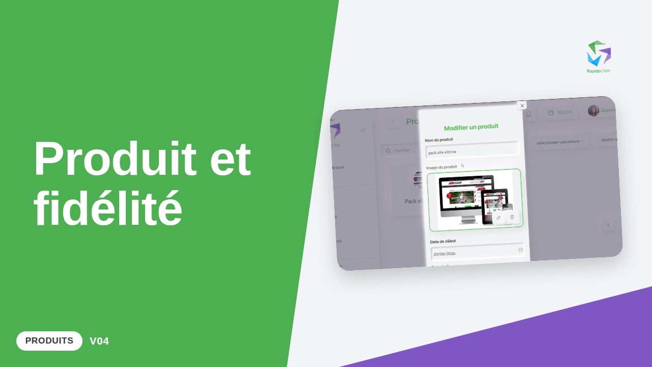 Tutoriel vidéo RapidoCRM — Rattacher un produit à un programme de fidélité : vignette de la vidéo